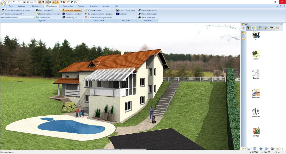 3D CAD 12 Professional Profi-Software für Hausbau-Planung in 3D und 2D mit Elektroplanung für Win 11, 10