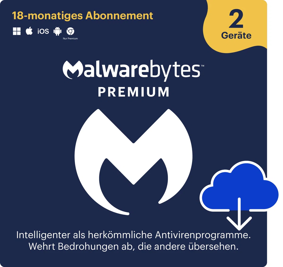 Malwarebytes | Windows/Mac/iOS/Android/Chrome | Premium | 2 Gerät | 18 Monate | Aktivierungscode per Email