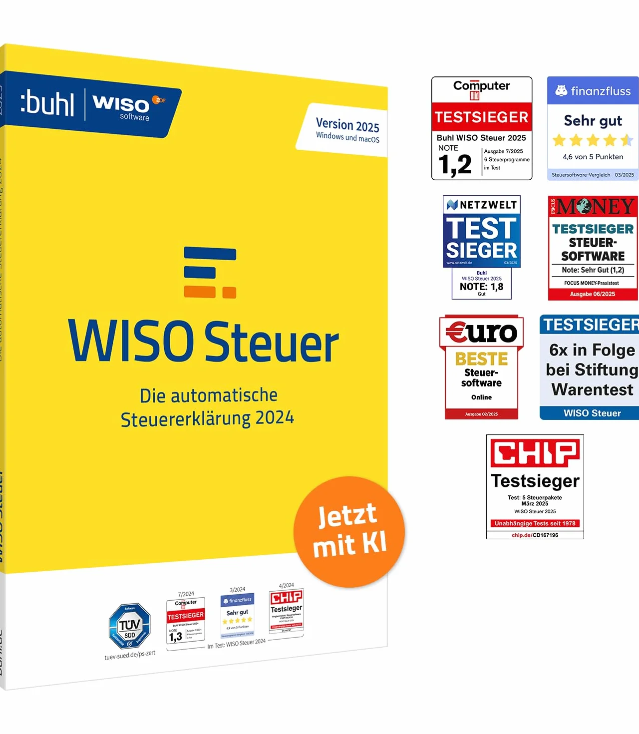 WISO Steuer 2025 (für Steuerjahr 2024) Standardverpackung Windows Mac Smartphones Tablets