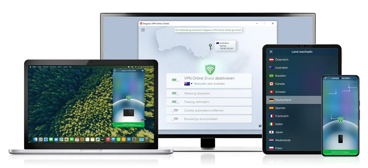 Steganos VPN Online Shield 2026 | Sicher. Privat. Werbefrei | Made in Germany