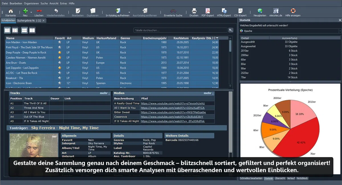 Stecotec Musikverwaltung Pro: CD- und Schallplatten-Sammlung am PC verwalten, Musikverwaltungssoftware