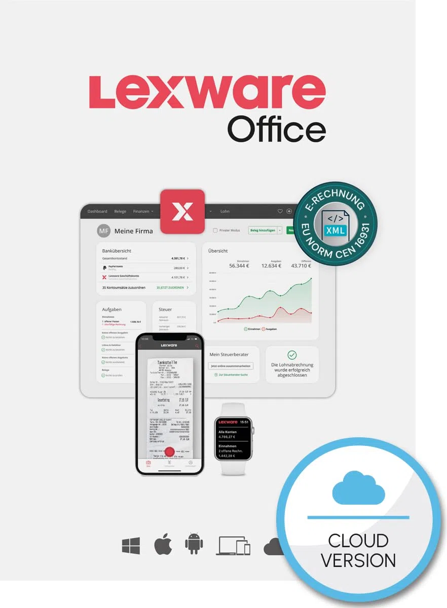 Lexware Office XL Buchhaltung E-Rechnungen Angebote Lohnabrechnung Kundenverwaltung 365-Tage Version