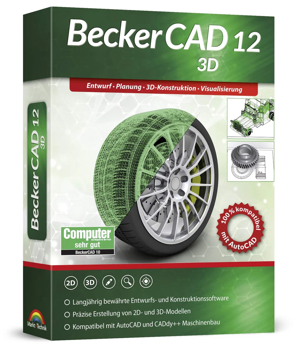 BeckerCAD 12 3D CAD-Software für Architektur, Maschinenbau, Modellbau, Elektrotechnik kompatibel mit AutoCAD Windows 11, 10, 8, 7