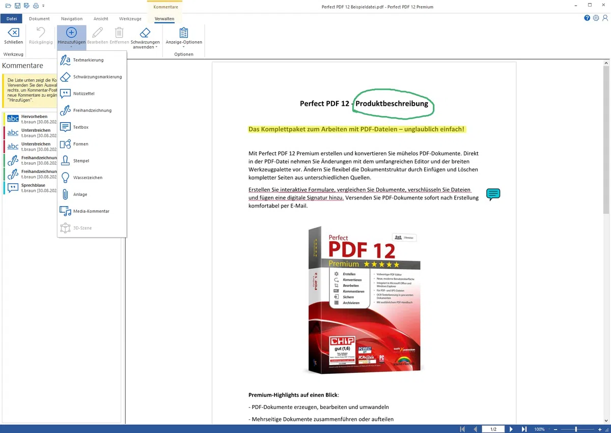Perfect PDF 12 Premium inkl. OCR 2 USER - PDF erstellen, bearbeiten, sichern