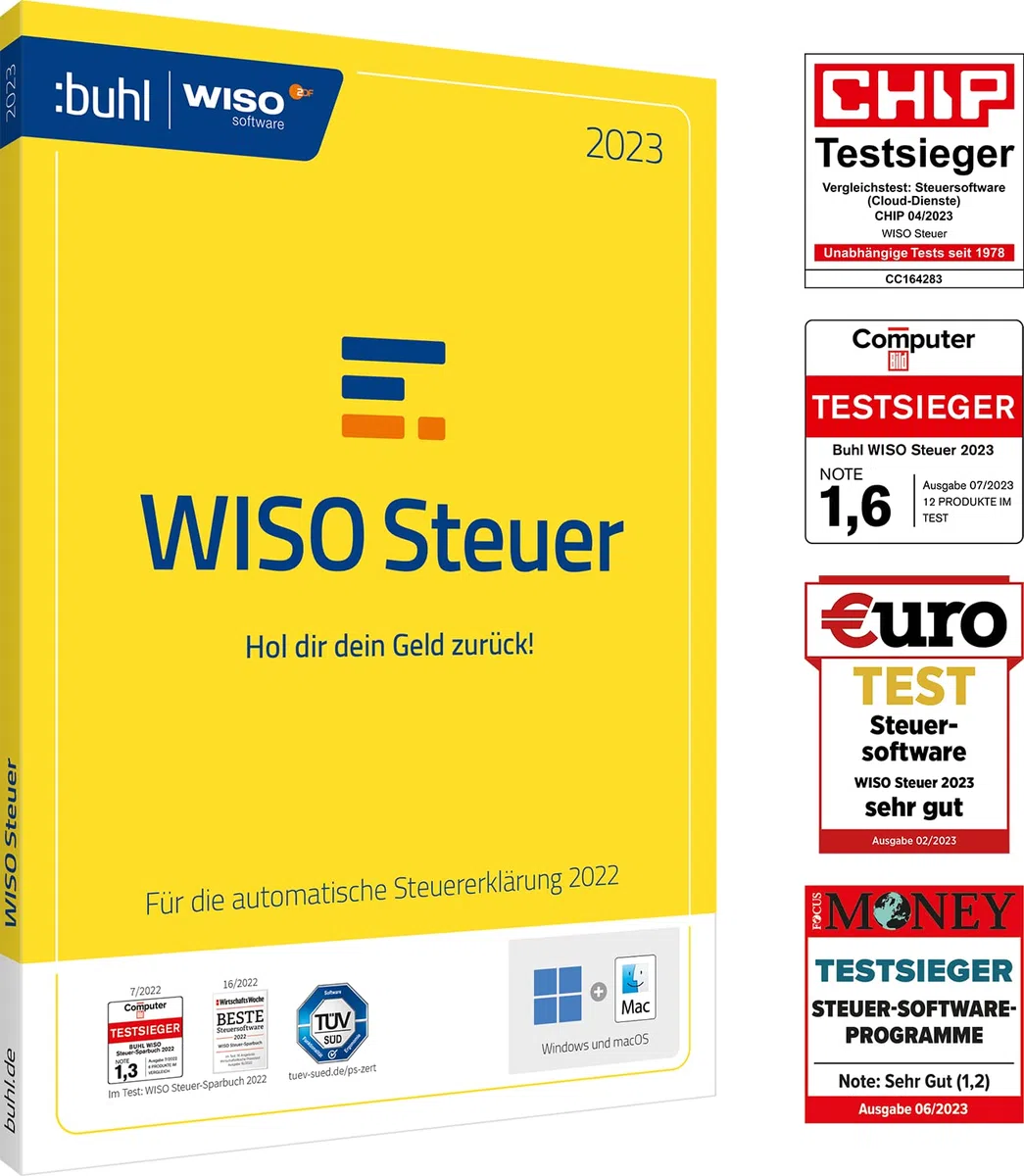 WISO Steuer 2023 (für Steuerjahr 2022) | Postzustellung: Steuererklärung 2022 automatisch gemacht (WISO Steuer-Software)