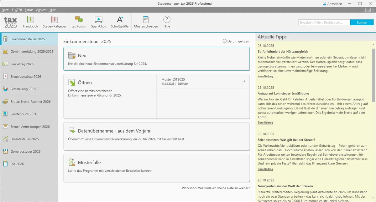 Tax 2026 Professional für Steuerjahr 2025 Digitaler Download