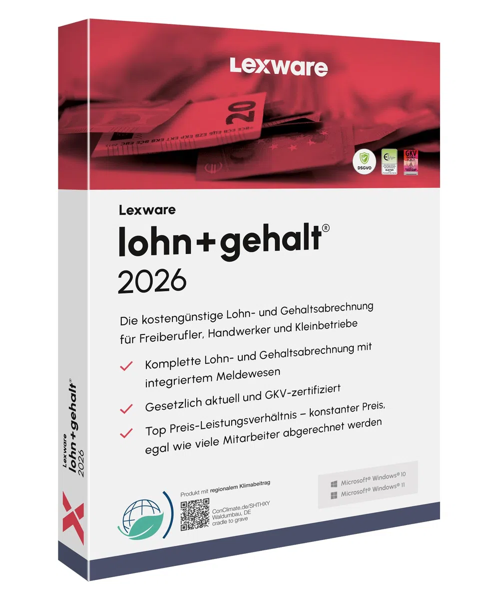 Lexware lohn+gehalt 2026 Basis Minibox (365 Tage) Lohn- und Gehaltsabrechnungs-Software