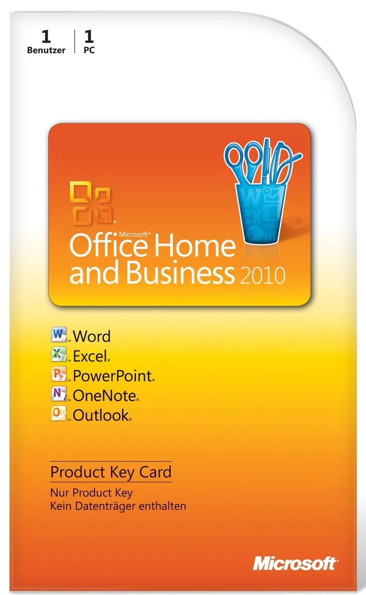 Microsoft Office Home and Business 2010 Product Key Card