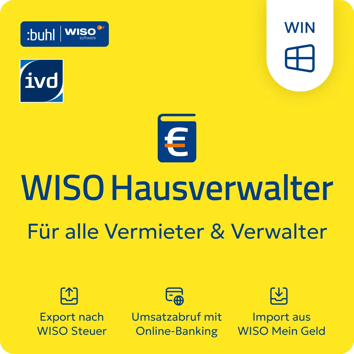 WISO Hausverwalter 365 Start | Aktuelle Version | Mieter & WEG abrechnen | Heizkosten | Verwaltung | Bis 10 Wohneinheiten | Windows Download