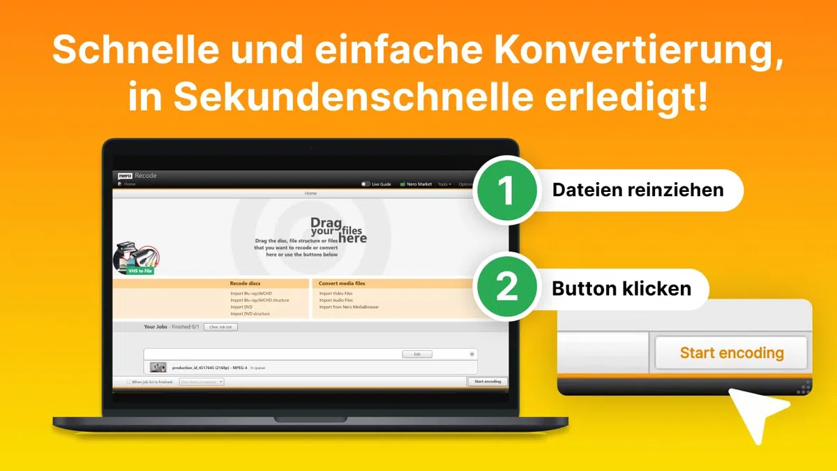 Nero Recode Audio & Video Converter Software MP3 MP4 DVD rippen Video komprimieren Unlimitierte Lizenz 1 PC Win 11/10/8/7