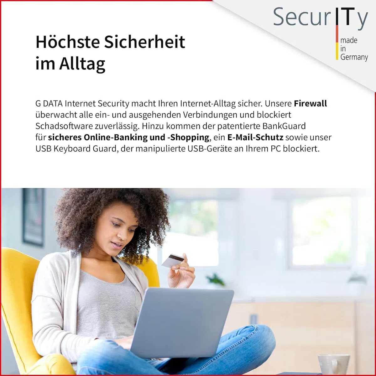 G DATA Internet Security 2025/2026 | 3 Geräte - 1 Jahr | Made in Germany | Virenschutzprogramm für Windows, Android, iOS | Updates inklusive | Software Key Card per Amazon-Email und Luftpost