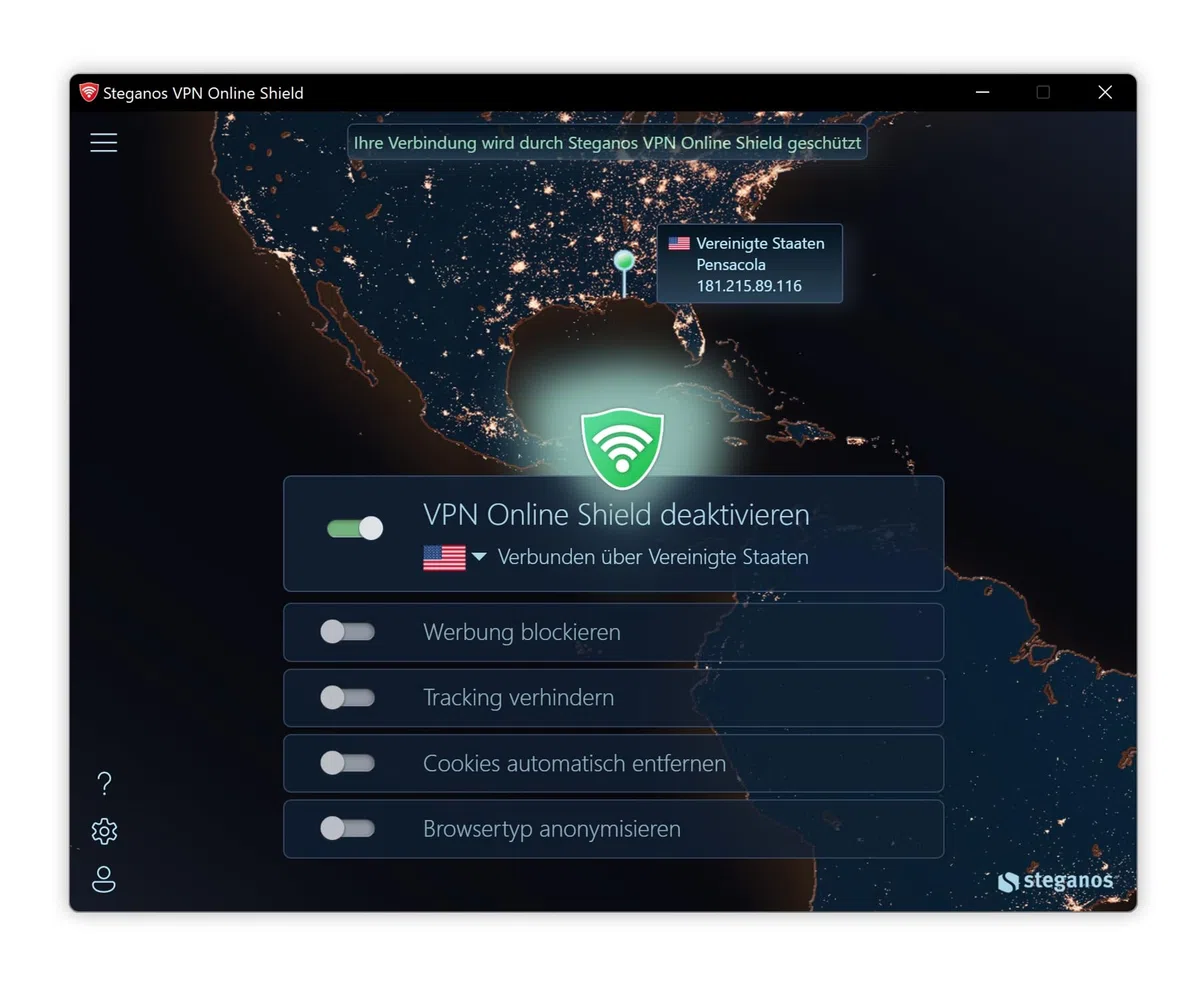 Steganos VPN Online Shield 2026 | Sicher. Privat. Werbefrei | Made in Germany