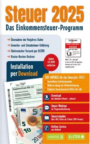 Aldi Steuer Software 2025 - Steuererklärung Einkommenssteuer für Freiberufler und Arbeitnehmer - Steuerprogramm 2025 - Neu und OVP (Installation per Download)