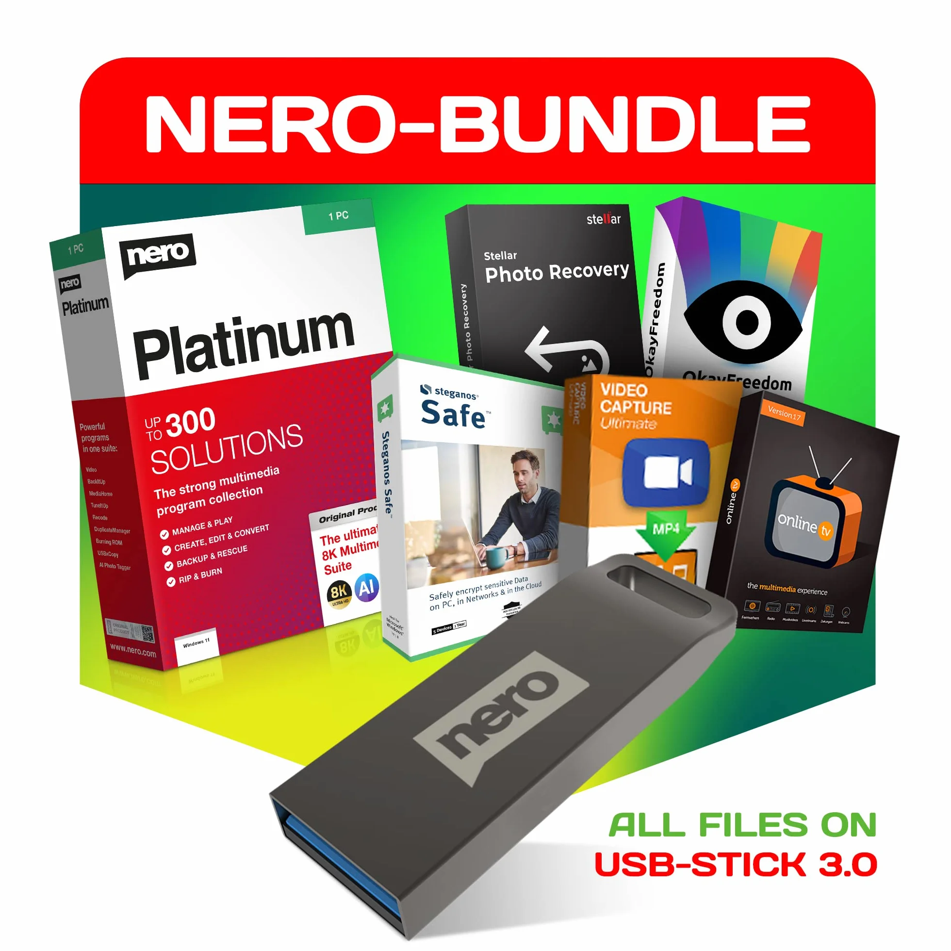 Nero Platinum Unlimited Multimedia Software Paket: Videobearbeitung, Brennen, Backup, Sicherheit & VPN | 1 PC | Windows 11/10/8/7