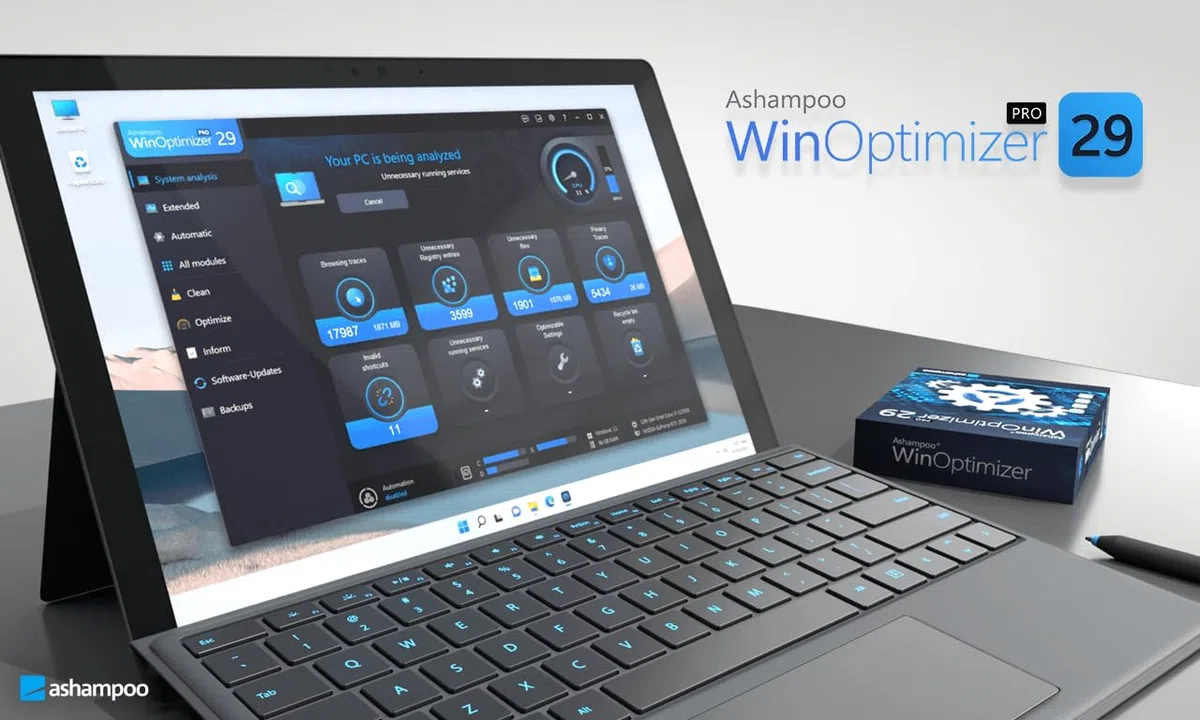 WinOptimizer 29 - Tuning für Windows 11 10 - unbegrenzte Laufzeit - Sicher, Sauber, Schnell