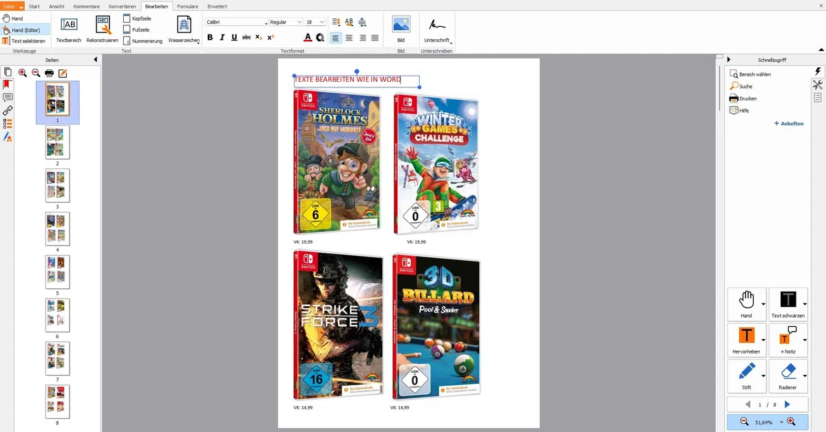 PDF Director 3 PRO 3 PCs inkl. OCR 3.0 Modul PDFs bearbeiten, erstellen, konvertieren für Win 11, 10, 8.1, 7