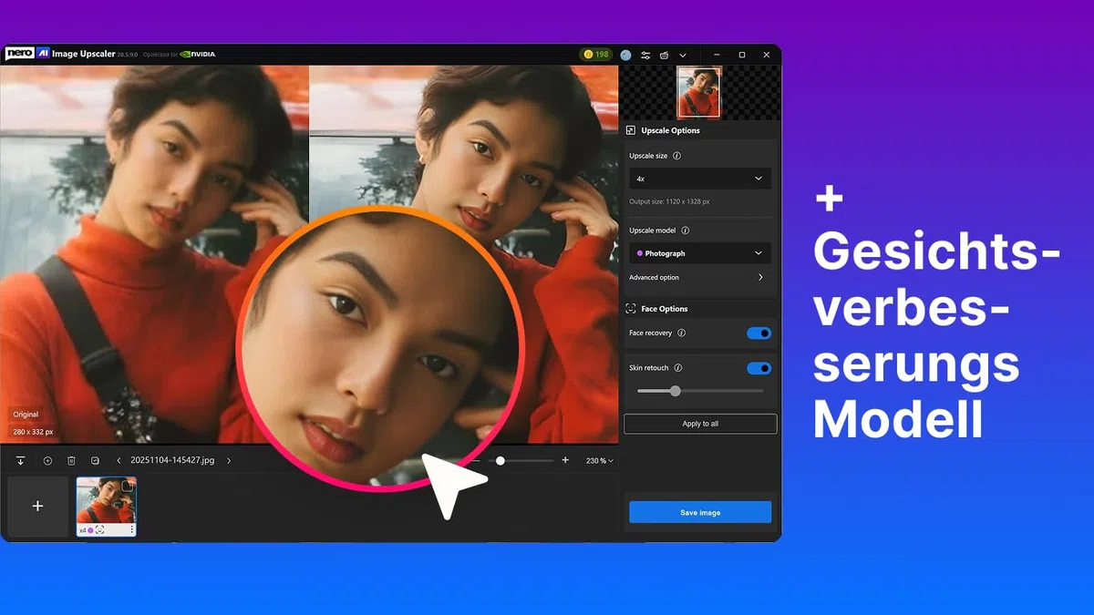 Nero AI Image Upscaler 365 | Fotos schärfen & unscharfe Bilder reparieren | 1 PC | Windows 11/10