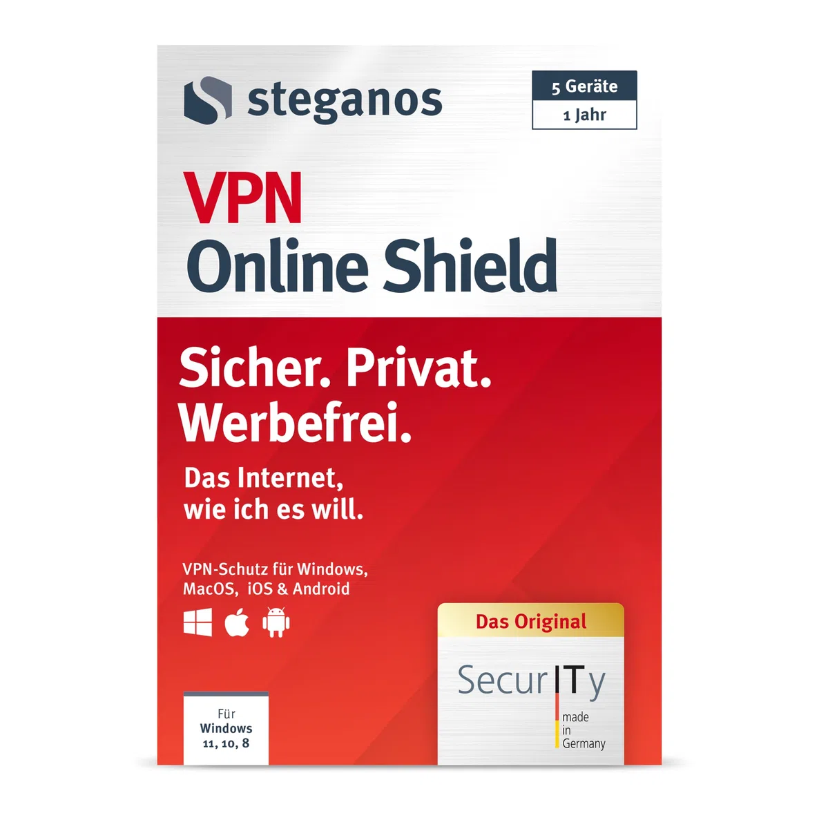 Steganos VPN Online Shield 2026 | Sicher. Privat. Werbefrei | Made in Germany