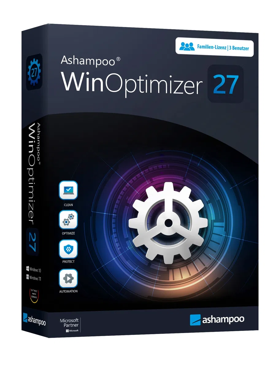 WinOptimizer 27 - 3 USER Lizenz - System Tuning für Windows 11 10 8.1 8 7 - unbegrenzte Laufzeit
