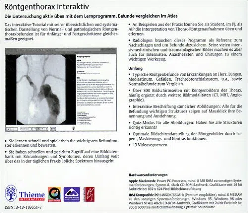 Röntgenthorax interaktiv (CD-ROM): Die Untersuchung aktiv üben mit dem Lernprogramm Befunde vergleichen im Atlas
