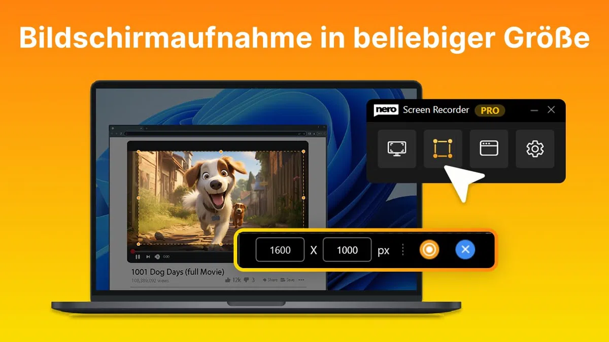 Nero Screen Recorder PRO 365 | 4K/60FPS Bildschirmaufnahme & Screen Capture | Gameplay, Webcam & Audio aufnehmen | AI-Untertitel, Auto-Zoom, App-Fenster | MP4 Export | Jahreslizenz | 1 PC | Win 11/10