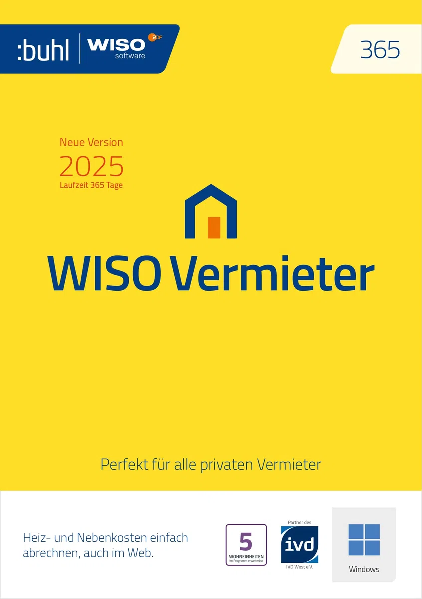 WISO Vermieter 365 2025 - Rozliczanie kosztów ogrzewania i mediów dla prywatnych wynajmujących - Wersja internetowa + Windows