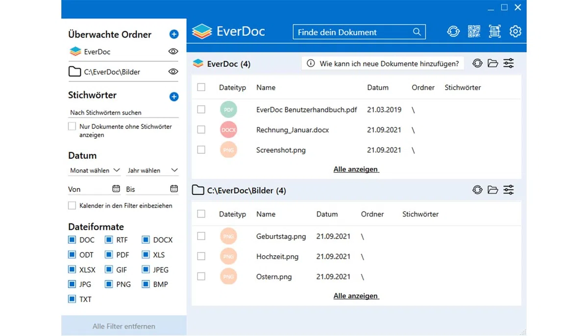 EverDoc 2025 Dokumentenverwaltung OCR-Texterkennung - PC-Version inkl App für Android + iOS - Lebenslange Lizenz - kein Abo - Win 11, 10, 8.1
