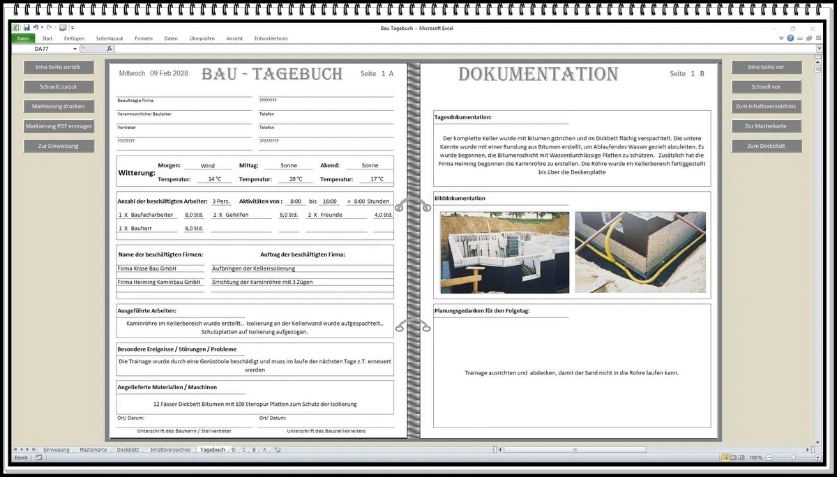 Digitales Bautagebuch Software für Bauführer und Bauherren Handbuch HOAI Vorlage Bauberichte