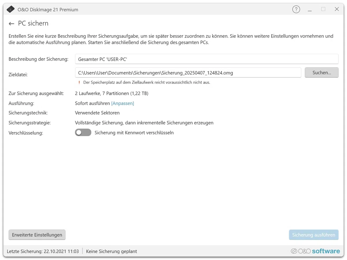 O&O DiskImage 21 Premium - Datensicherung für PCs, Festplatten + SSDs. Systemwiederherstellung, Festplatten klonen, Schutz vor Datenverlust für Win 11, 10