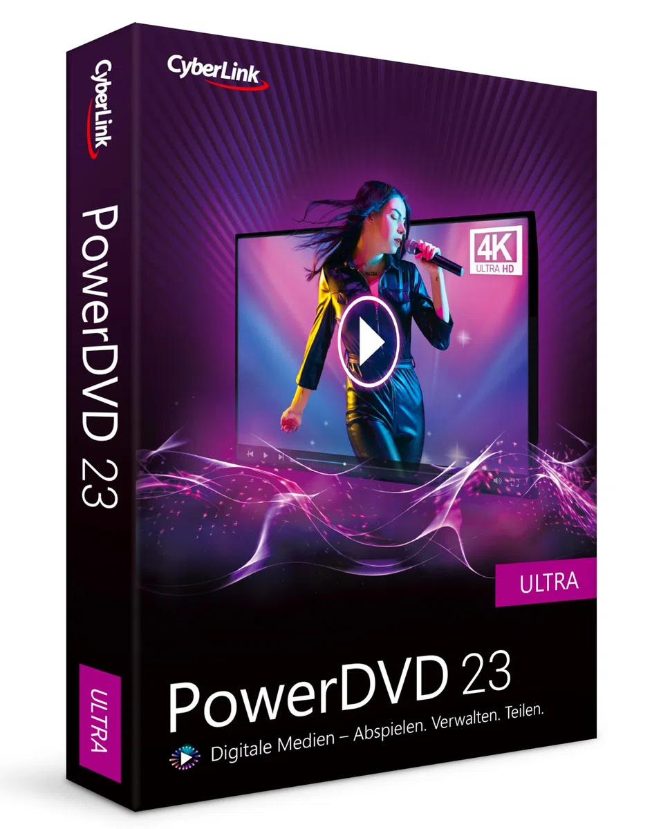 CyberLink PowerDVD 23 Ultra Media Player Blu-ray DVD Wiedergabe Windows 10/11 Box