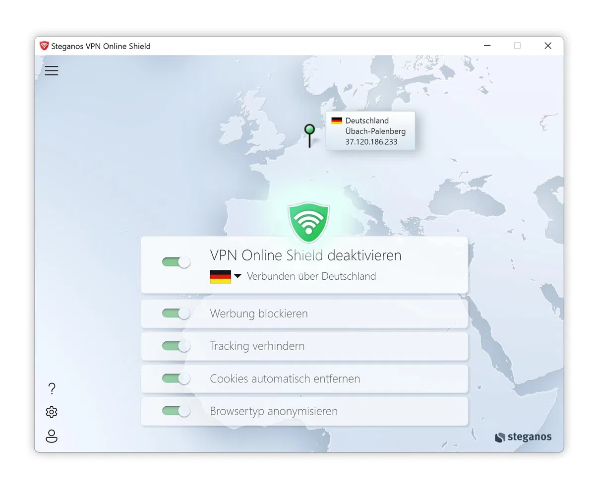 Steganos VPN Online Shield 2026 | Sicher. Privat. Werbefrei | Made in Germany