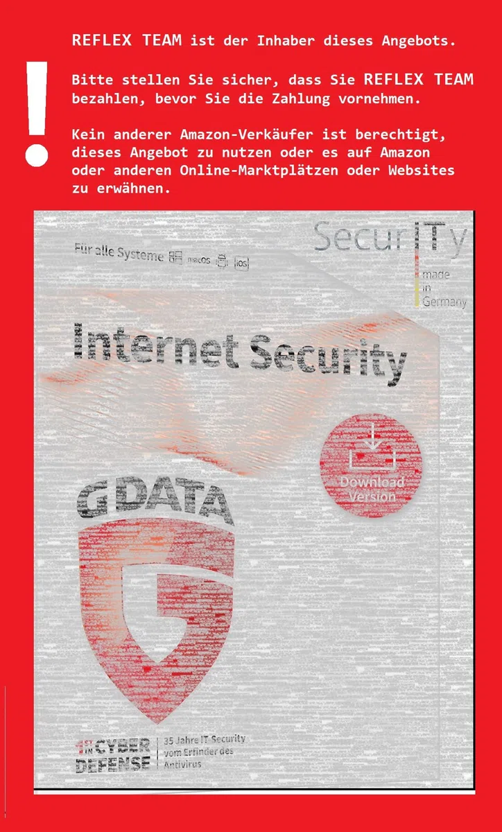 G DATA Internet Security 2025/2026 | 3 Geräte - 1 Jahr | Made in Germany | Virenschutzprogramm für Windows, Android, iOS | Updates inklusive | Software Key Card per Amazon-Email und Luftpost