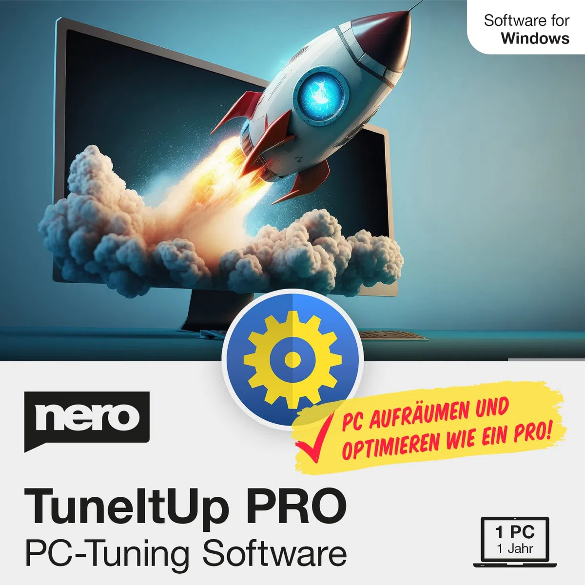 Nero TuneItUp PRO | PC Tuning & Windows Optimierung | PC beschleunigen | Windows schneller starten | Internet-Speed erhöhen | automatische Wächterfunktion | Jahreslizenz | 1 PC | Windows 11/10/8/7