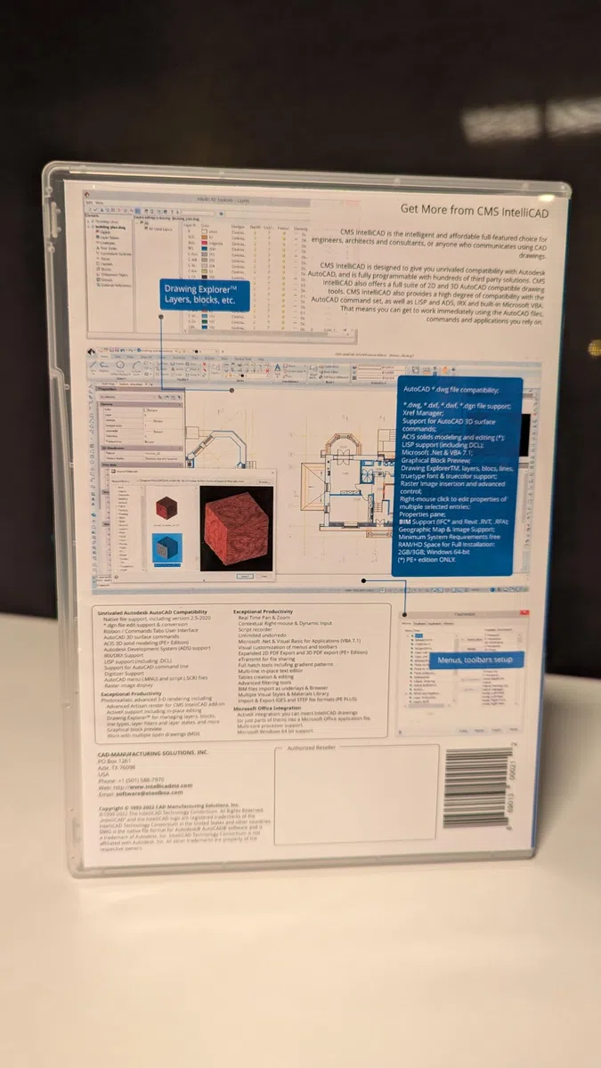 CMS IntelliCAD PE Plus Professionelle CAD-Software 2D 3D .dwg Perpetuelle Lizenz DVD Download