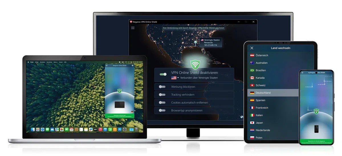 Steganos VPN Online Shield 2026 | Sicher. Privat. Werbefrei | Made in Germany