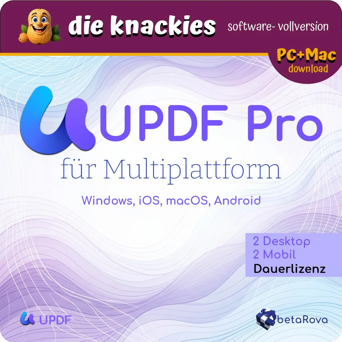 UPDF Pro Dauerlizenz PDF Editor Multiplattform Vollversion Lifetime 2 Desktop 2 Mobil