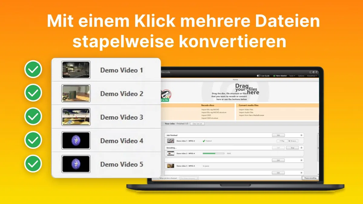 Nero Recode Audio & Video Converter Software MP3 MP4 DVD rippen Video komprimieren Unlimitierte Lizenz 1 PC Win 11/10/8/7