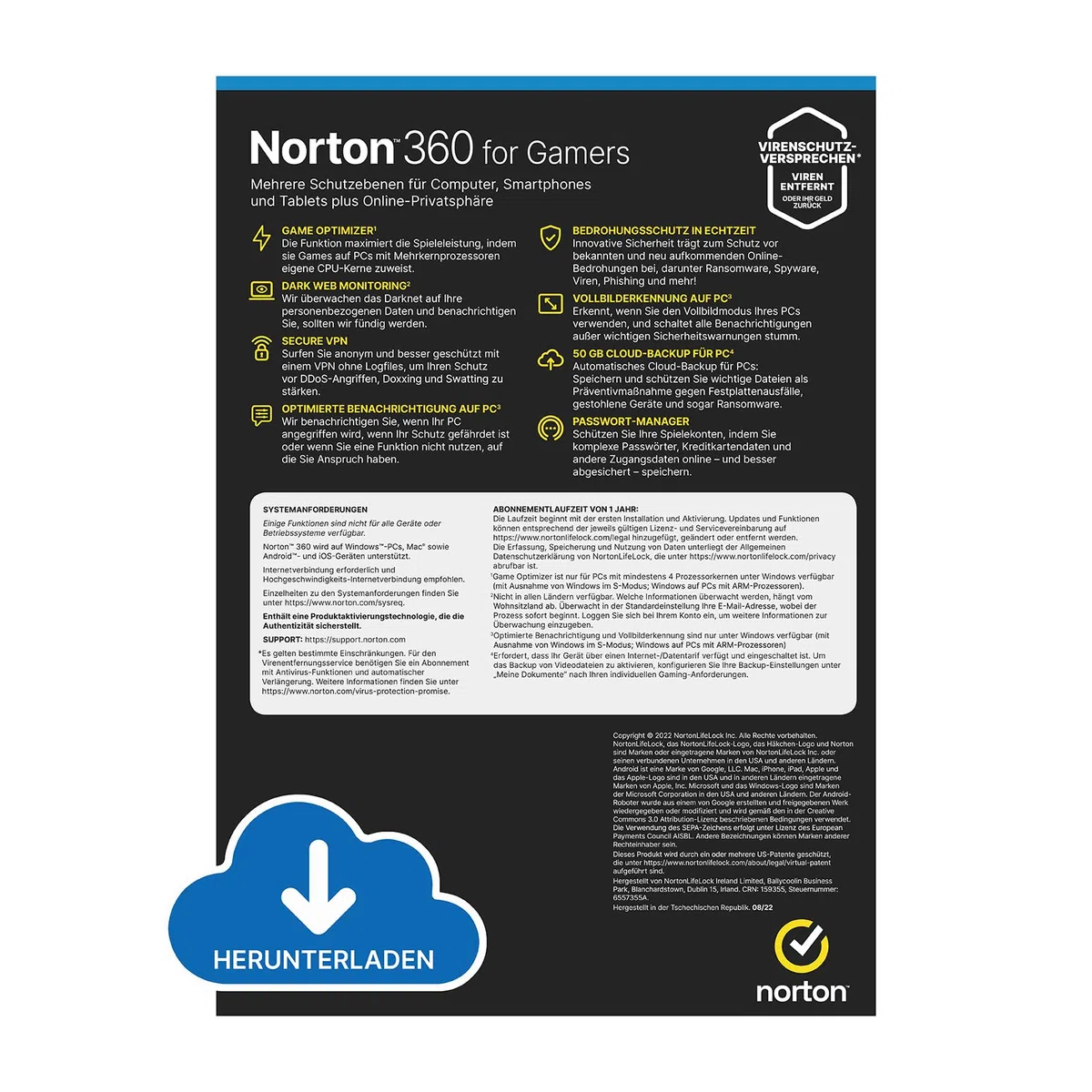 Norton 360 for Gamers 2026 | Cybersicherheit für Gamer | 3 Geräte | 1 Jahr | Aktivierungscode per Email