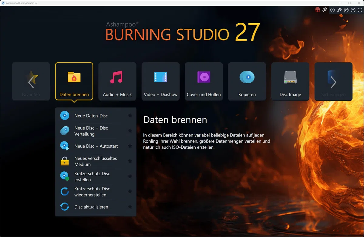 Burning Studio 27 - Brennen - Kopieren - Sichern Das Multimedia Genie für Filme, Fotos, Musik und Daten für Windows 11 / 10