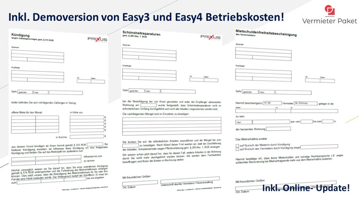 Das Vermieterpaket CD-ROM Online Updates Vermieterverwaltung