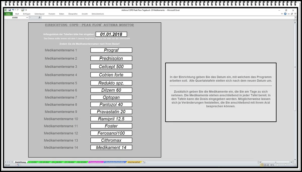 Asthma Tagebuch Software Peak Flow Protokoll
