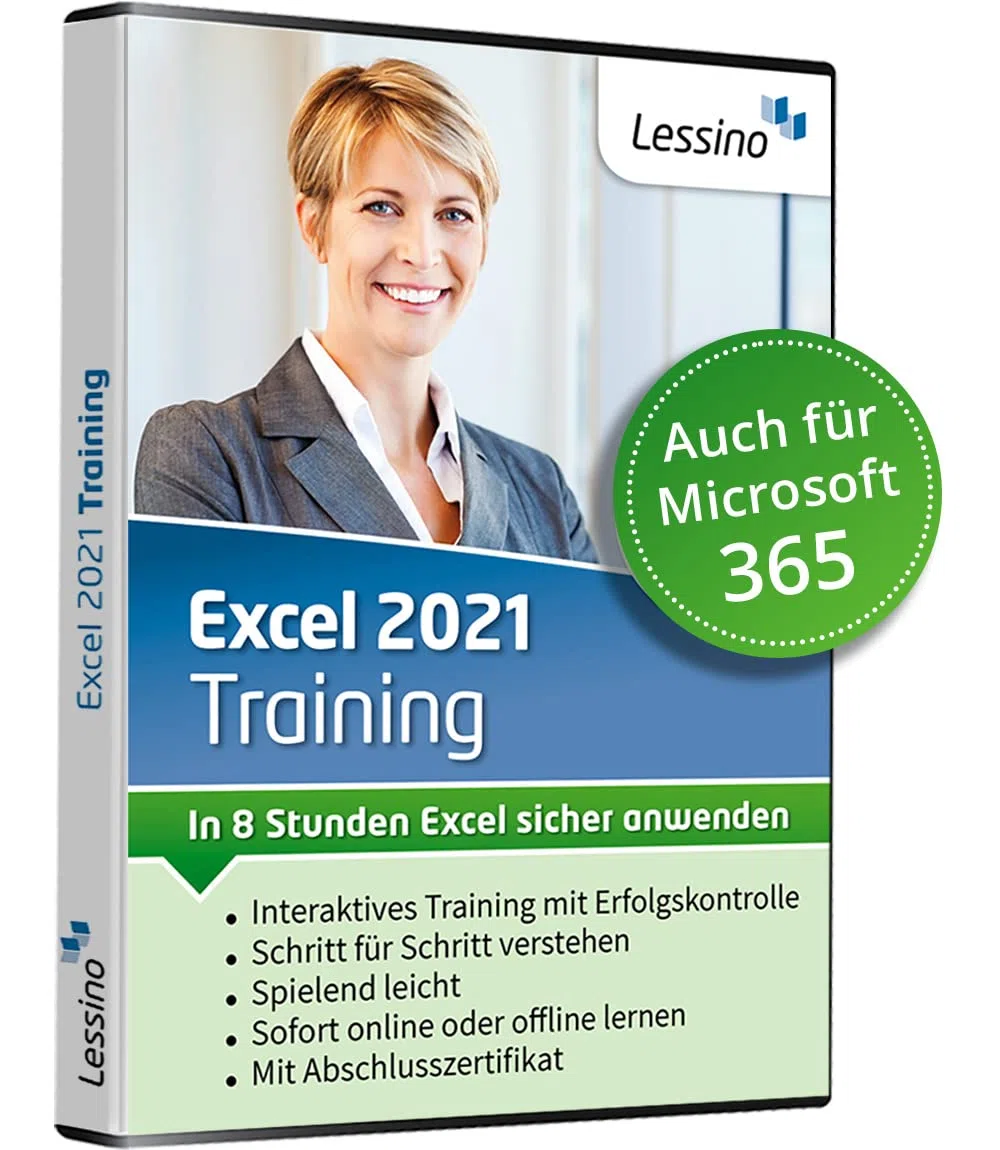Excel 2021 Training Online-Kurs + DVD von Lessino 1 Nutzer-Lizenz