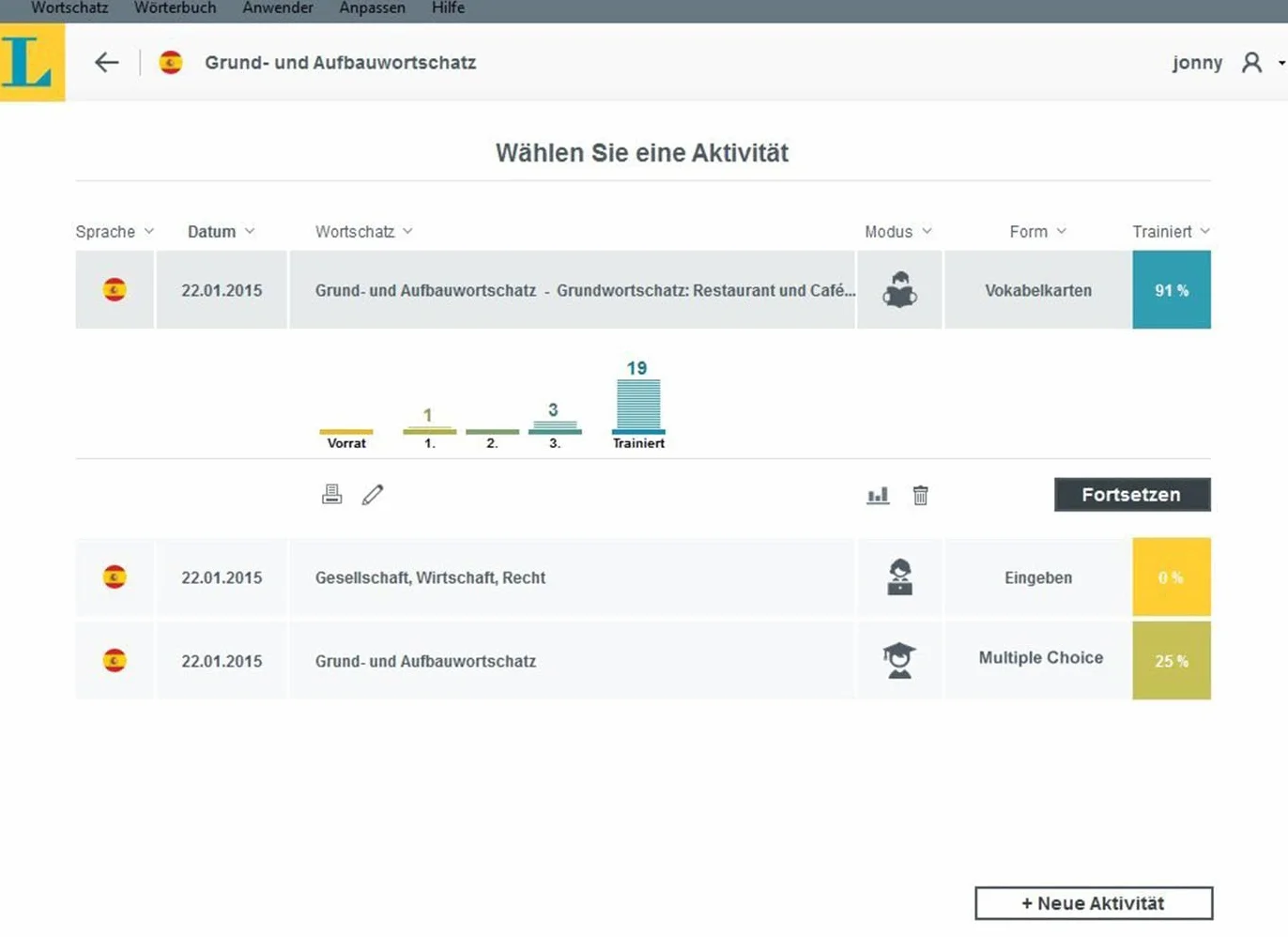 Langenscheidt Vokabeltrainer 7.0 Spanisch DVD-ROM Vokabeln lernen Deutsch-Spanisch