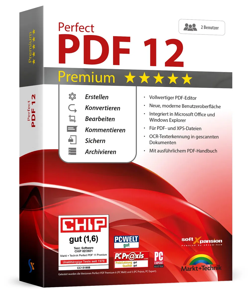 Perfect PDF 12 Premium inkl. OCR 2 USER - PDF erstellen, bearbeiten, sichern