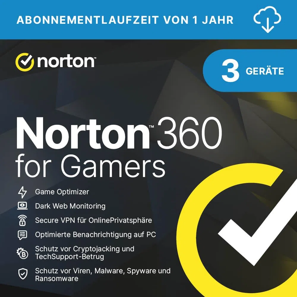 Norton 360 for Gamers 2026 | Cybersicherheit für Gamer | 3 Geräte | 1 Jahr | Aktivierungscode per Email