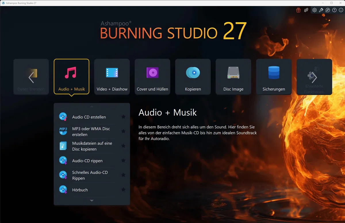 Burning Studio 27 - Brennen - Kopieren - Sichern Das Multimedia Genie für Filme, Fotos, Musik und Daten für Windows 11 / 10