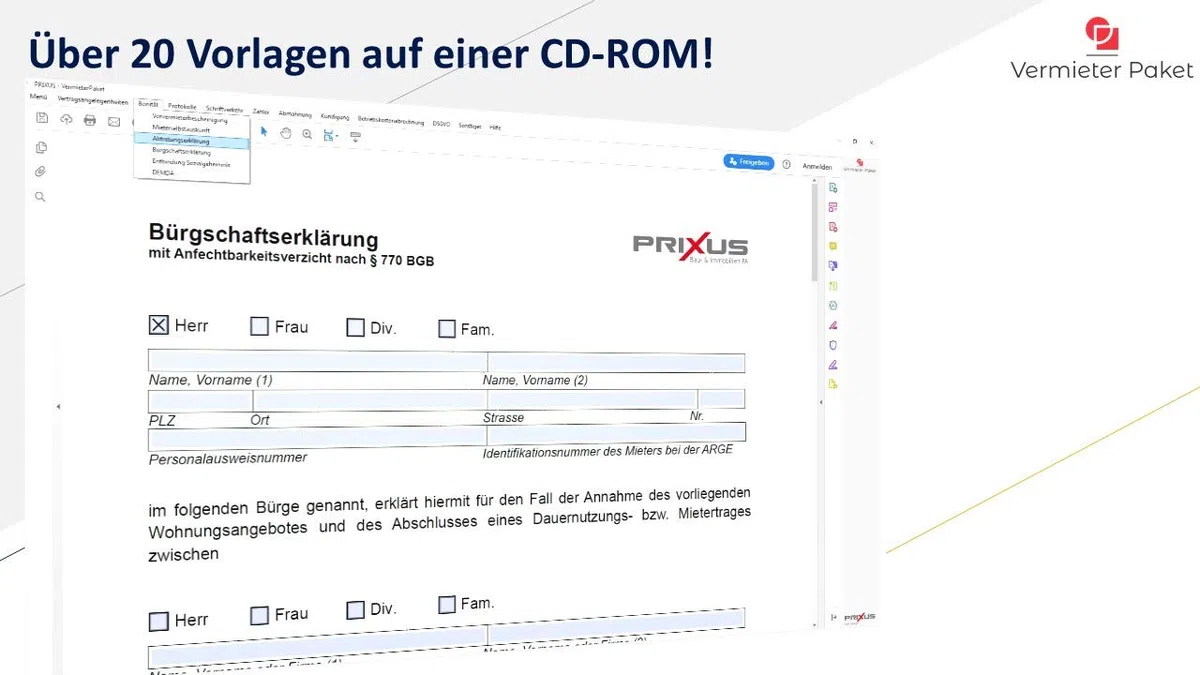 Das Vermieterpaket CD-ROM Online Updates Vermieterverwaltung