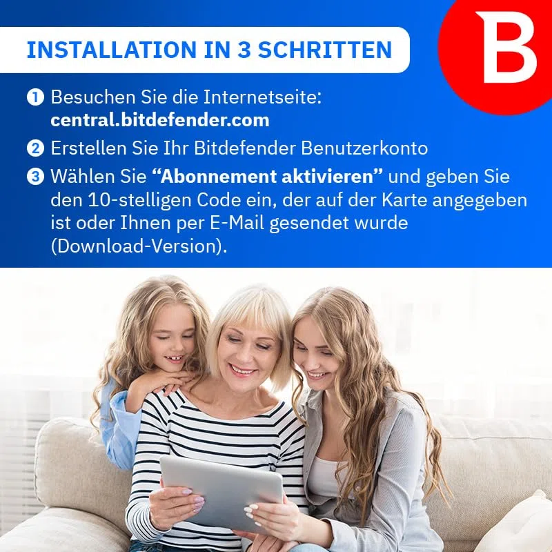 Bitdefender Total Security 2026 5 Geräte 1 Jahr PC/Mac/iOS/Android Aktivierungscode
