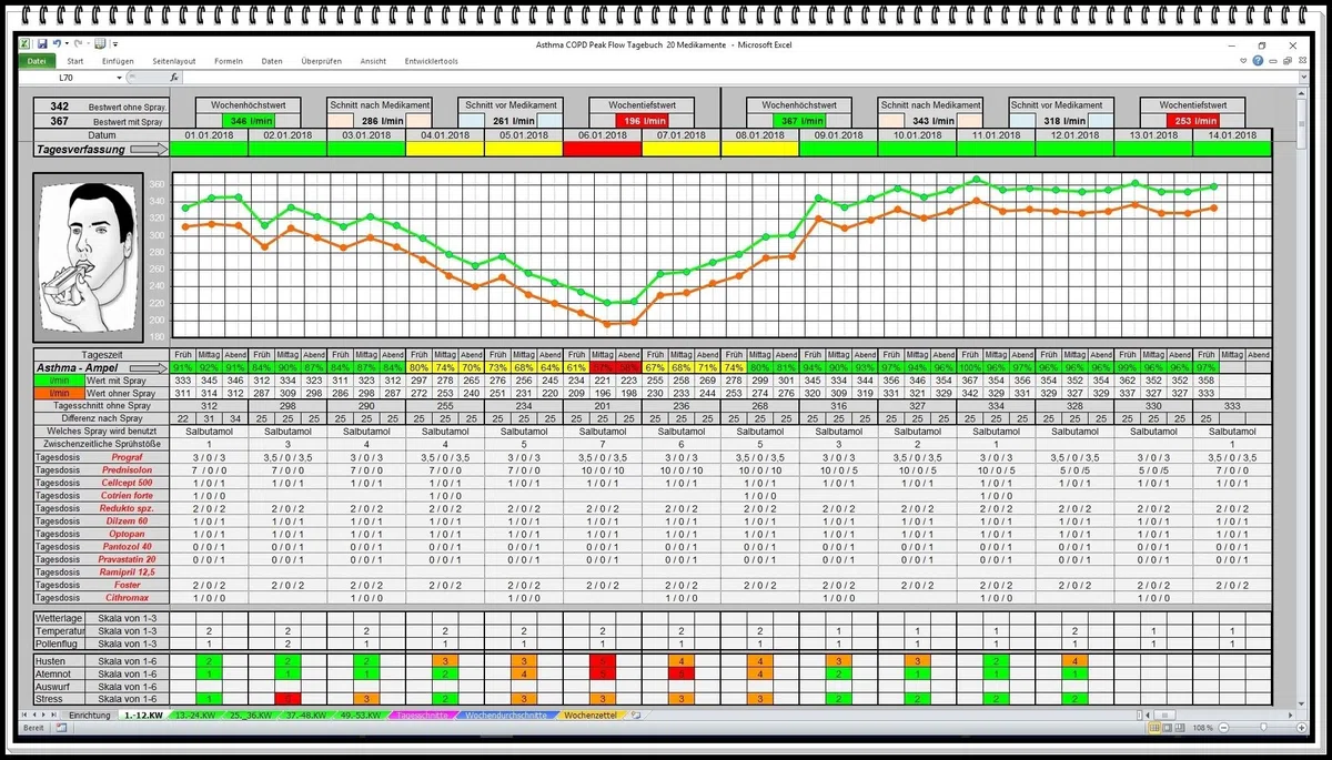 Asthma Tagebuch Software Peak Flow Protokoll