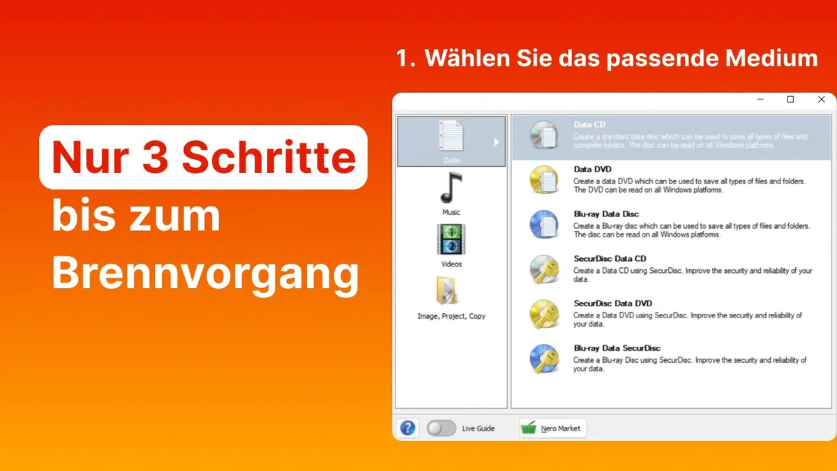 Nero Burning ROM 2026 Brennprogramm CD DVD Brenner Software Unlimitierte Lizenz 1 PC Windows 11 10 8 7